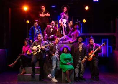 The cast and band of PASSING STRANGE. Photo by Todd Collins